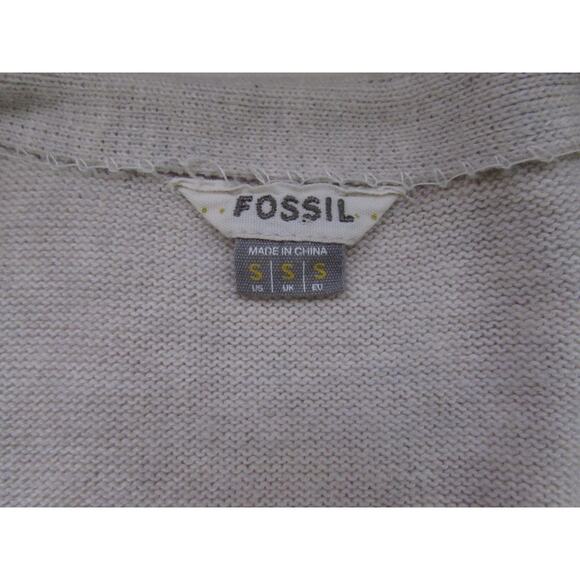 Fossil women's size small cardigan sweater button up light tan short crop - Picture 3 of 9